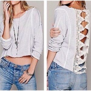 Free People Victoria Lace Crochet
Back Sweatshirt